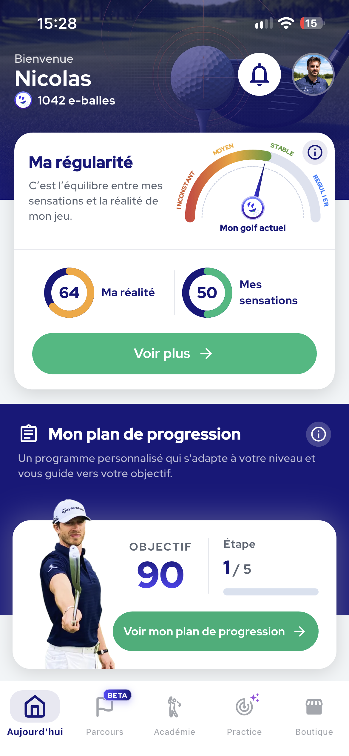 Aujourd’hui : ma régularité et mon plan de progression.