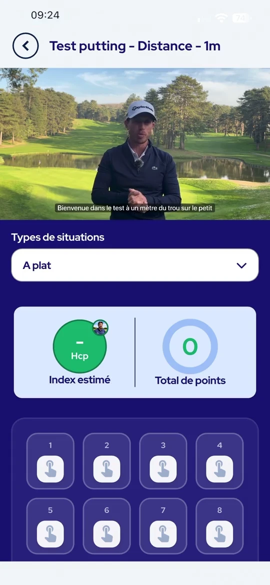 Test de putting : les résultats se renseignent balle après balle.